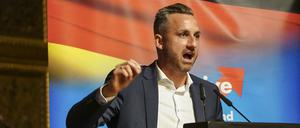 Ulrich Siegmund, AfD-Fraktionschef von Sachsen-Anhalt, am 11. August bei einer Rede in Hamburg.