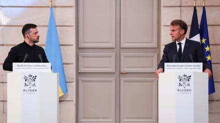 Frankreichs Präsident Macron und sein ukrainischer Kollege Selenskyj hielten eine Pressekonferenz ab.