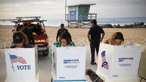 Wahlstation in Venice Beach in Los Angeles bei der US-Wahl 2018.