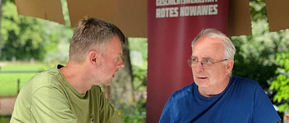 Christian Raschke und Uwe Klett von der Geschichtswerkstatt Rotes Nowawes e.V.