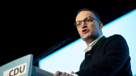 Jens Spahn (CDU), Unionsfraktionschef, spricht bei einer Veranstaltung vor der bevorstehenden NRW-Kommunalwahl am 14. September.