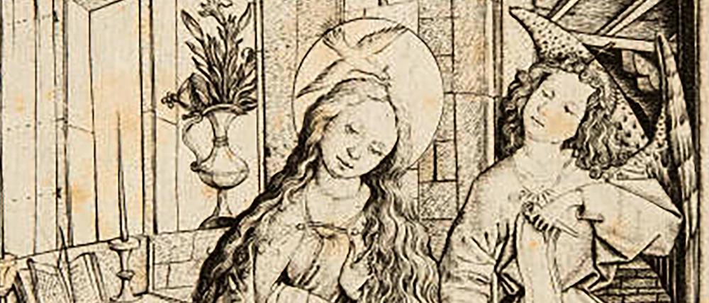 Der Kupferstich „Die Verkündigung“ des Meisters ES (um 1450) wird in Gotha vermisst.