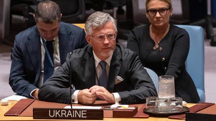 Der ehemalige Botschafter der Ukraine in Deutschland, Andrij Melnyk, bei den Vereinten Nationen in New York.