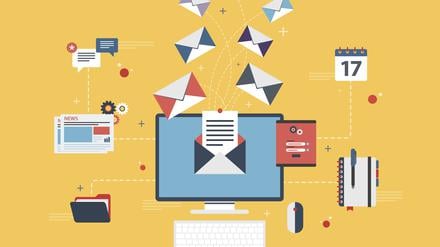 Flat design concepts for send or receive email marketing, business communication and marketing, analytics and business strategy in vector design.