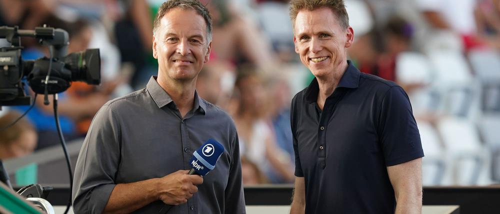 Ex-Zehnkämpfer Frank Busemann (r) ist bei der Leichtathletik-WM in Tokio wieder als ARD-Experte dabei.