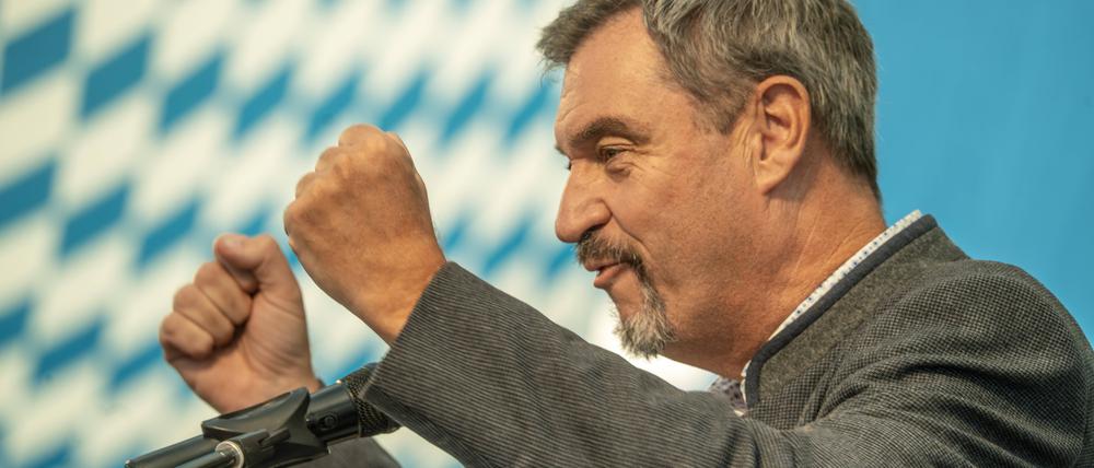 Markus Söder, Bayerischer Ministerpräsident, CSU, beim Politischen Gillamoos in Abensberg.