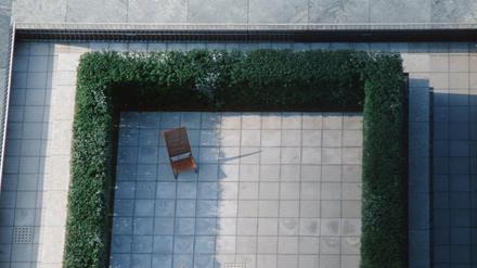 Auf dem Kollhoff-Tower am Potsdamer Platz gibt es eine Dachterrasse. Besonders genutzt scheint sie nicht zu sein.