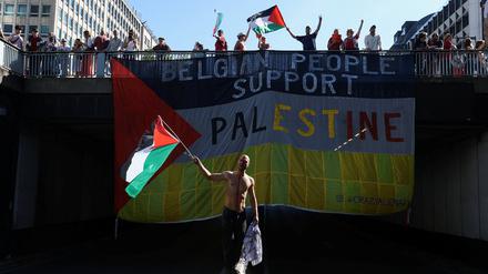 Pro-Palästina-Demonstranten in Brüssel.