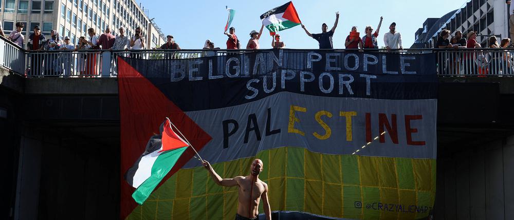 Pro-Palästina-Demonstranten in Brüssel.