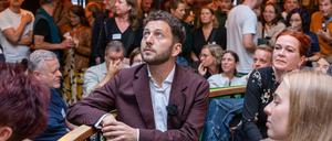 Felix Banaszak und Katja Dörner bei Wahlkampf-Party der Grünen in Bonn. Die Grünen haben in NRW insgesamt drastisch verloren.