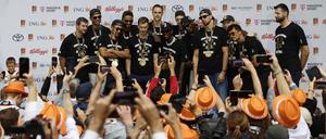 Die Europameister werden in Frankfurt gefeiert.