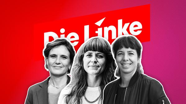 Eine Montage zeigt Katja Kipping, Kerstin Wolter und Elif Eralp.