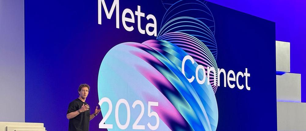 Der Vorsitzende von Meta, Mark Zuckerberg, spricht bei einer Veranstaltung.