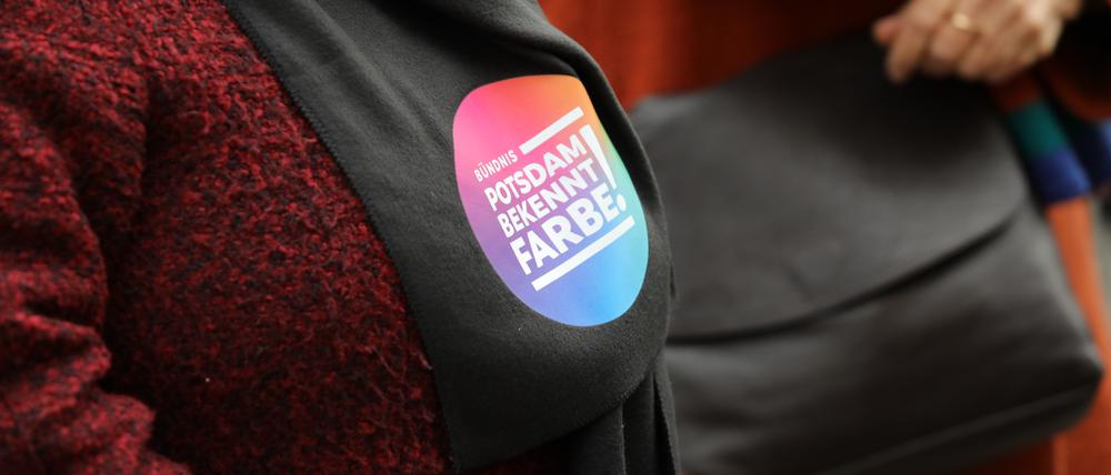Das Symbol von „Potsdam bekennt Farbe“ ist bei vielen Demos gegen Rechtsextremismus zu sehen gewesen.