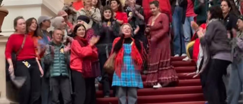 Protestaktion im Abgeordnetenhaus.
