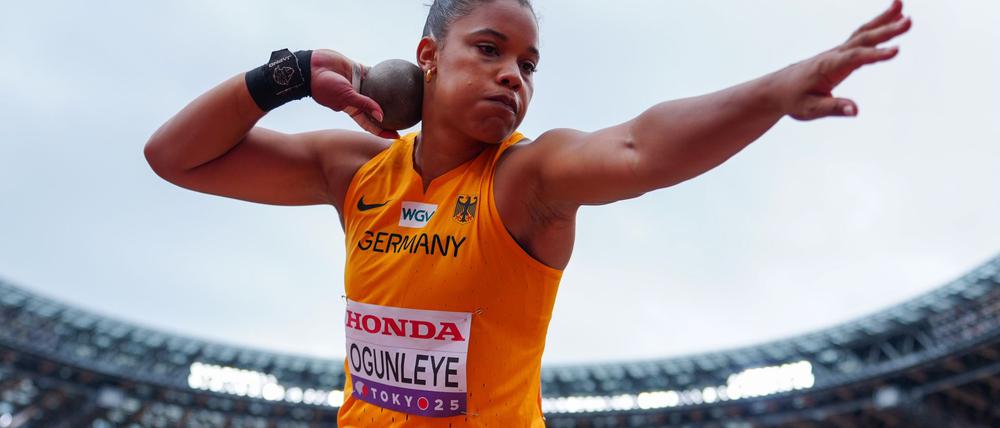 Kugelstoßerin Yemisi Ogunleye steht im Finale der Leichtathletik-Weltmeisterschaften.