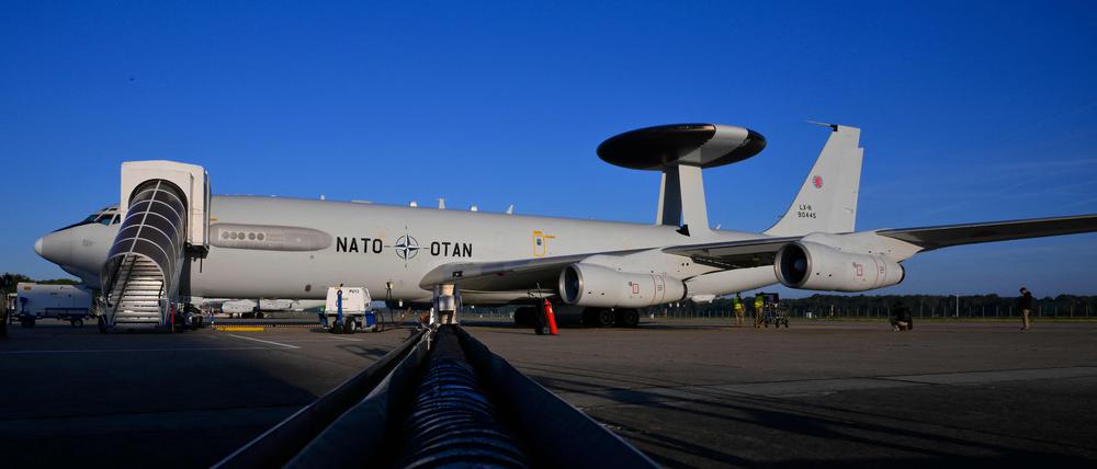 Ein AWACS (Airborne Warning and Control System)-Flugzeug der Nato zur Überwachung des polnischen Luftraums.