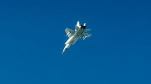 Dieses Bild soll einen russischen MiG-31-Jet über der Ostsee zeigen.
