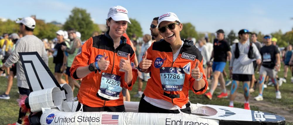 Angereist, um einen Rekord aufzustellen: Michelle Banchy (l.), Katelyn Meidell aus den USA.