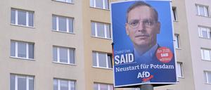 Ob-Wahl in Potsdam. Im Süden der Stadt konnte die AfD einige Wahlkreise gewinnen. Stadtweit landete ihr Kandidat Uwe-Chaled Said auf Platz fünf.