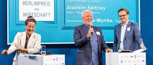 Die stellvertretende Tagesspiegel-Chefredakteurin Anke Myrrhe, Made in Berlin-Gründer Joachim Spitzley und Tagesspiegel-Geschäftsführer Nicolas Köhn (v.l.)