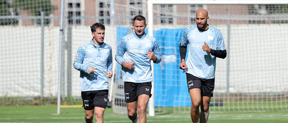 Da sind sie wieder. Die Langzeitverletzten Diego Demme, Paul Seguin und John Anthony Brooks (von links) waren am Dienstag erstmals wieder mit ihren Kollegen auf dem Trainingsplatz. 