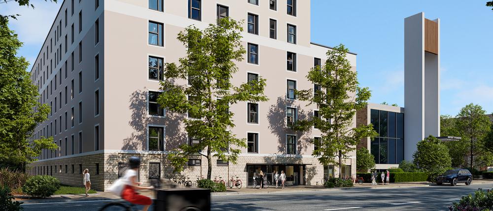 Direkt neben der Martinuskirche in Reinickendorf sollen Wohnungen entstehen. 