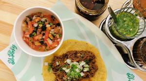  „Mexikanisches Essen lebt von Widersprüchen“: Tacos mit Entenconfit und Pico de Gallo im „Tacos el rey“.