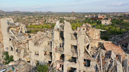Zerstörte Gebäude im Osten der Ukraine.