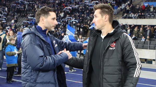 Stefan Leitl (links) trifft am Sonntag mit Hertha BSC auf Miroslav Klose und den 1. FC Nürnberg.