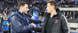Stefan Leitl (links) trifft am Sonntag mit Hertha BSC auf Miroslav Klose und den 1. FC Nürnberg.