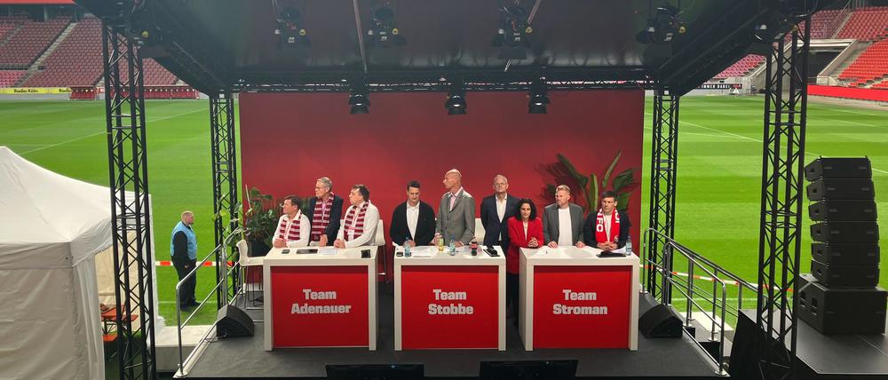 Die drei Kandidatenteams für den neuen Vorstand beim 1. FC Köln. 