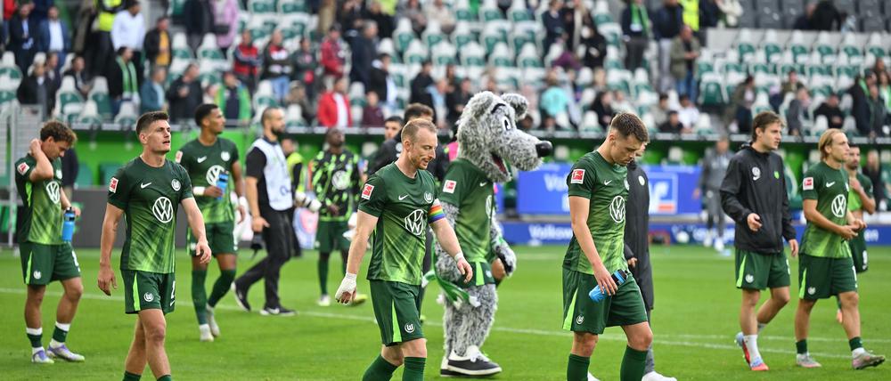 Wolfsburger Enttäuschung nach dem 0:1 gegen Leipzig.