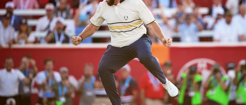 Der Satz nach dem entscheidenden Putt: Shane Lowry jubelt über die Titelverteidigung im Ryder Cup.