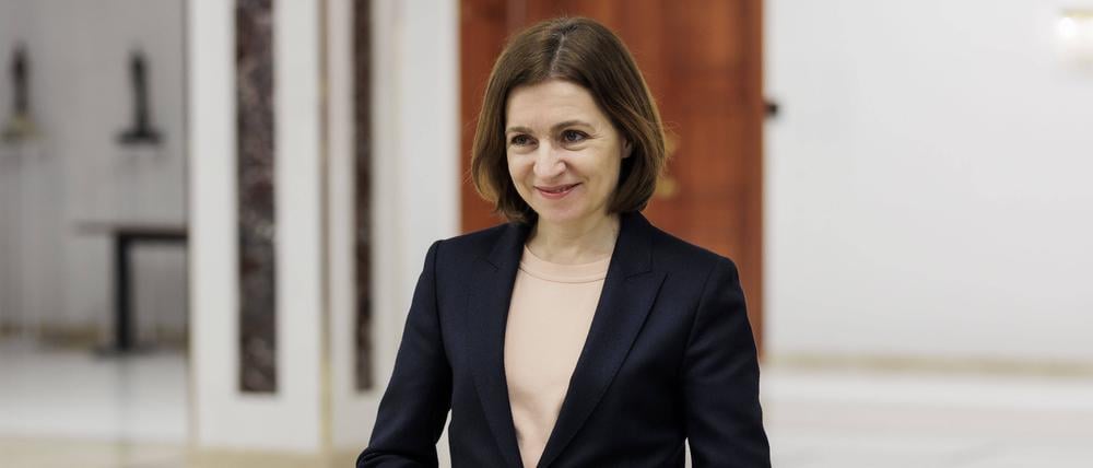 Maia Sandu, Praesidentin der Republik Moldau, in Chisinau, 02.04.2025.