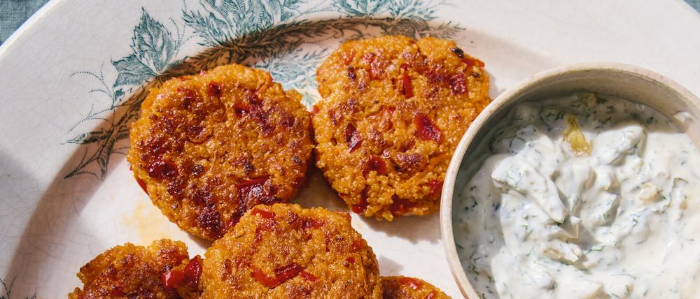 Couscous Puffer mit Zitronenjoghurt aus dem Kochbuch Boustany von Sami Tamimi