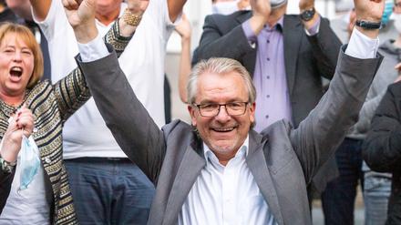 Marc Buchholz (CDU) jubelt nach Auszählung der Stimmen in Mülheim. 