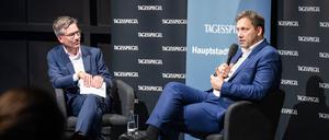 Die Tagesspiegel Hauptstadtgespräche mit Bundesfinanzminister und Vizekanzler Lars Klingbeil (SPD) fand am 29.9.2025 im Deutschen Theater in Berlin statt. Hier streamen Sie das ganze Interview.