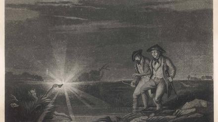 Irrlicht-Teufel: Die schottische Landbevölkerung glaubt, dass die Sumpflichter vom Teufel getragen werden, um Reisende in den Tod zu locken.