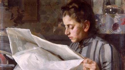 Die lesende Emma Zorn. Gemälde von Anders Zorn, 1887, Öl auf Leinwand.