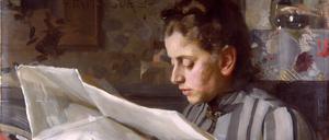 Die lesende Emma Zorn. Gemälde von Anders Zorn, 1887, Öl auf Leinwand.