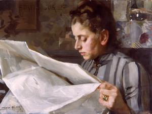 Die lesende Emma Zorn. Gemälde von Anders Zorn, 1887, Öl auf Leinwand.