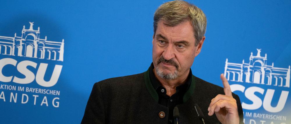 Markus Söder, Ministerpräsident von Bayern und CSU-Chef, spricht bei einer Pressekonferenz.