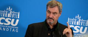 Markus Söder, Ministerpräsident von Bayern und CSU-Chef, spricht bei einer Pressekonferenz.