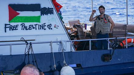 Ein Schiff der Flotte während der später gestoppten Fahrt nach Gaza. 