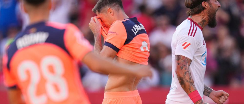 Robert Lewandowski erwischte im Spiel beim FC Sevilla nicht seinen besten Tag. 