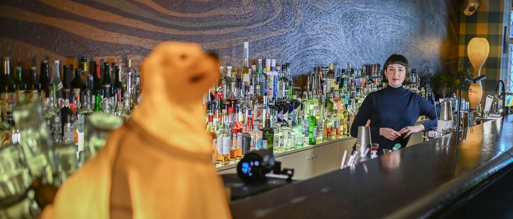 Die Bar „Green Door“ mit langem Holztresen beschreibt sich selbst als American Bar und befindet sich in Berlin in der Winterfeldtstraße in Schöneberg.
