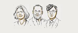 Die Nobelpreisträger in der Medizin 2025: Mary Brunkow, Fred Ramsdell und Shimon Sakaguchi (von links nach rechts).