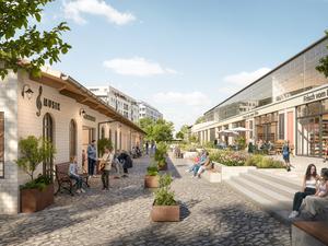 Sicht auf die Fliegergasse im neuen Segelflieger Quartier Berlin 