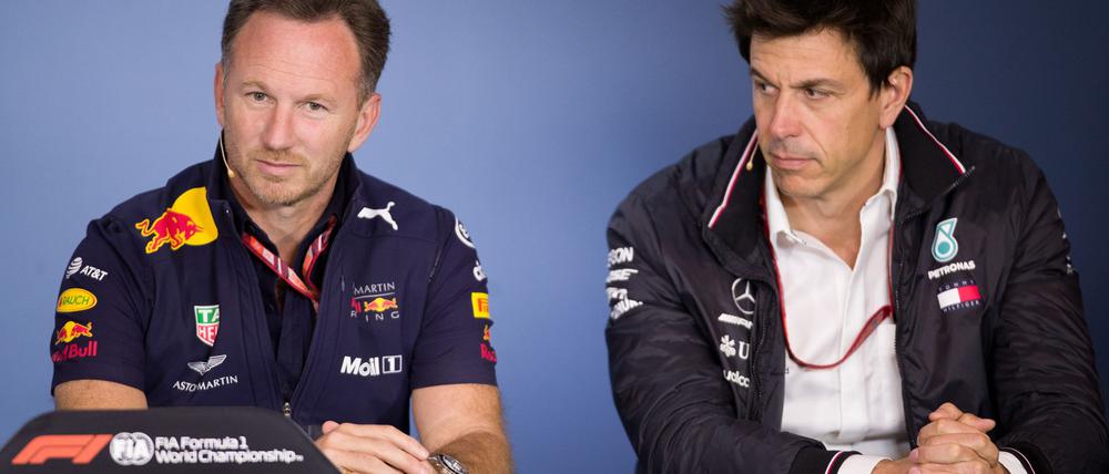 Horner (links) und Wolff haben sich in der Formel 1 oft gestritten. (Archivbild)